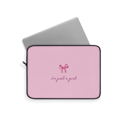 "I'm Just a Girl" Pink Bow Laptop Sleeve