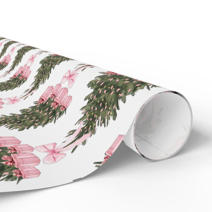 Pink Christmas Gift & Wreath Wrapping Paper