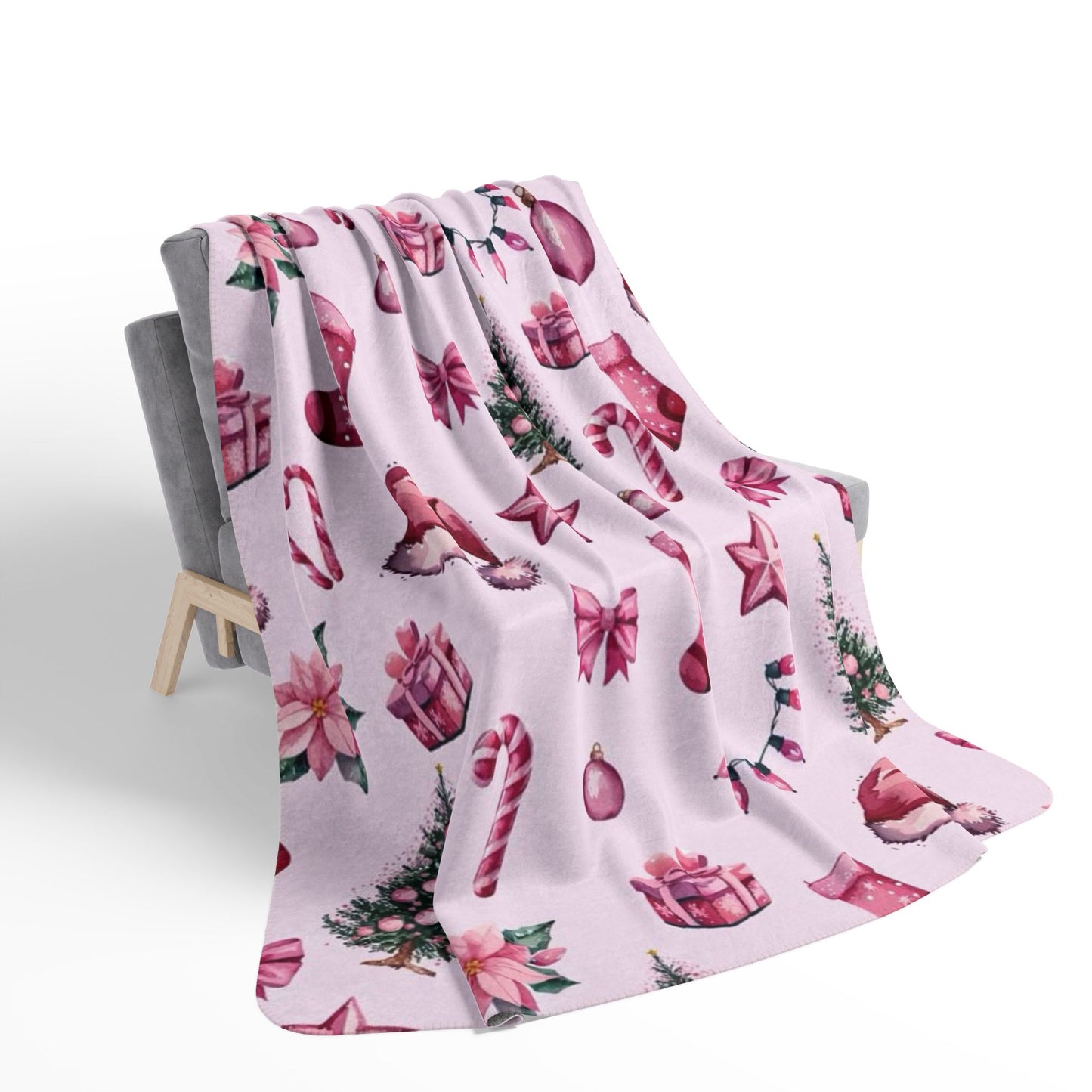 Pink Christmas Fleece Blanket