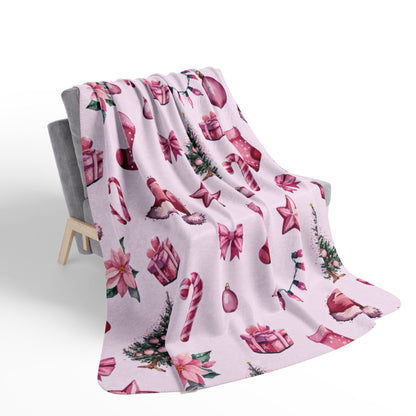 Pink Christmas Fleece Blanket