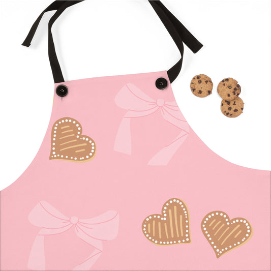 Pink Bows & Gingerbread Heart Apron
