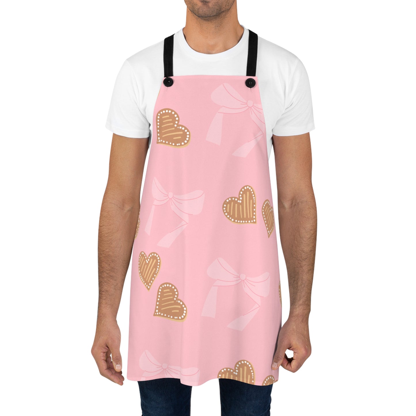 Pink Bows & Gingerbread Heart Apron