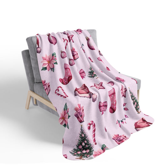 Pink Christmas Fleece Blanket