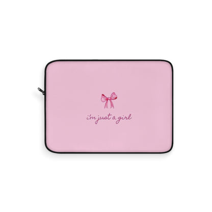 "I'm Just a Girl" Pink Bow Laptop Sleeve
