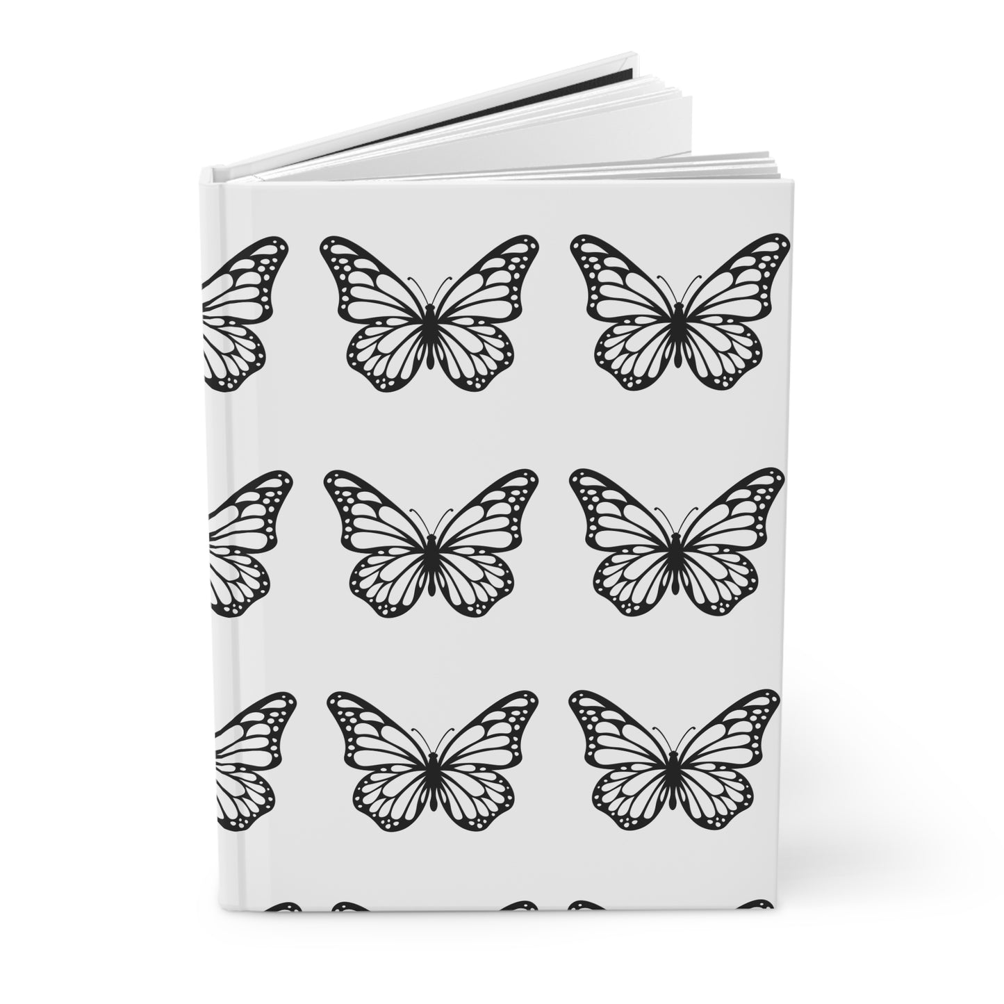 Hardcover Black & White Butterfly Pretty Girl Journal Matte