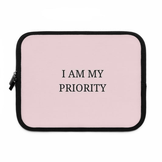 I Am My Priority Laptop Sleeve — Pink Motivational Protective Case