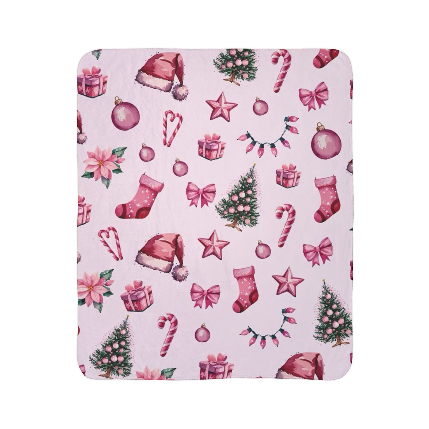 Pink Christmas Fleece Blanket