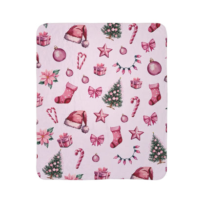 Pink Christmas Fleece Blanket