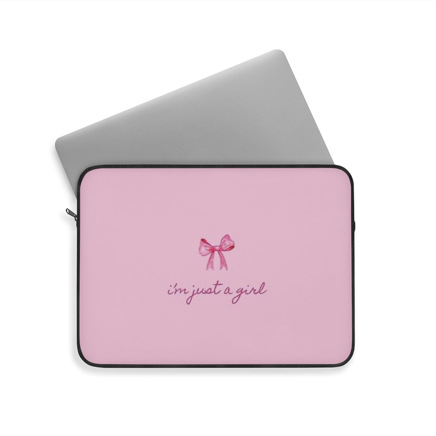 "I'm Just a Girl" Pink Bow Laptop Sleeve