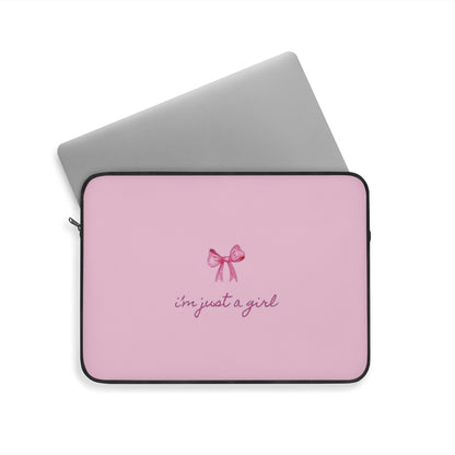 "I'm Just a Girl" Pink Bow Laptop Sleeve