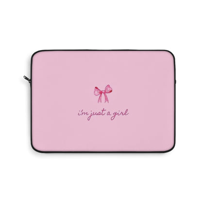 "I'm Just a Girl" Pink Bow Laptop Sleeve