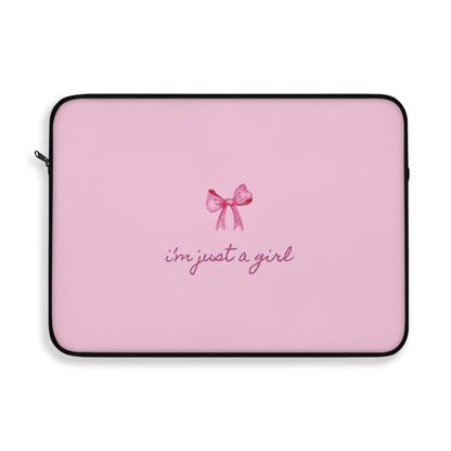 "I'm Just a Girl" Pink Bow Laptop Sleeve