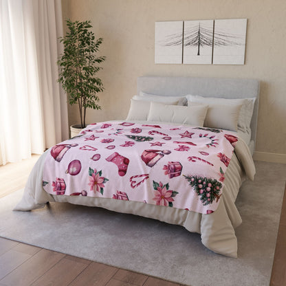 Pink Christmas Fleece Blanket