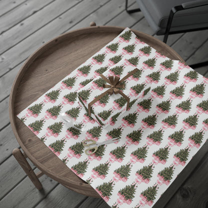 Pink Christmas Gift & Wreath Wrapping Paper