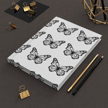 Hardcover Black & White Butterfly Pretty Girl Journal Matte