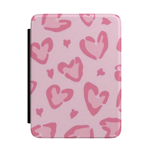 Kindle Case Pink leopard hearts