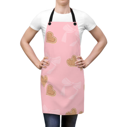 Pink Bows & Gingerbread Heart Apron