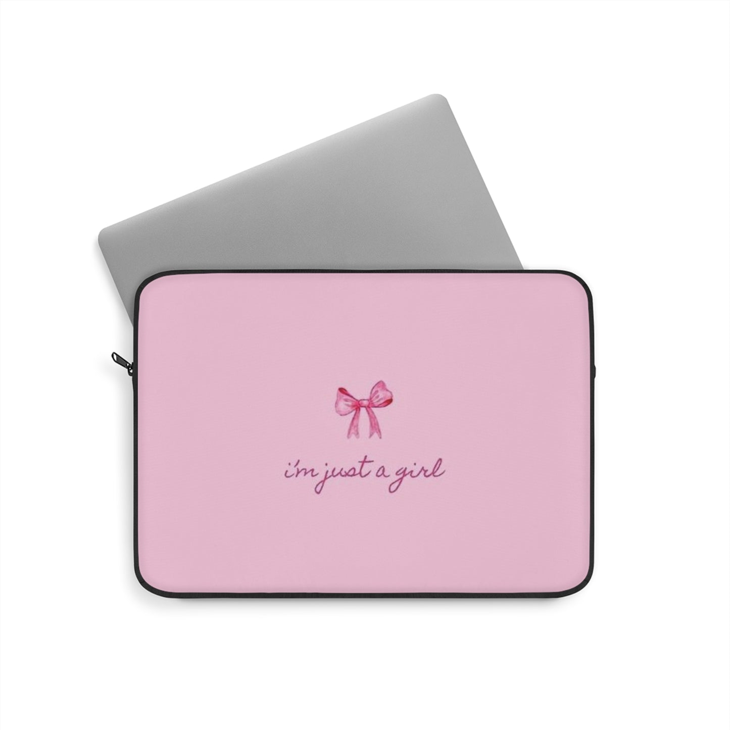 "I'm Just a Girl" Pink Bow Laptop Sleeve