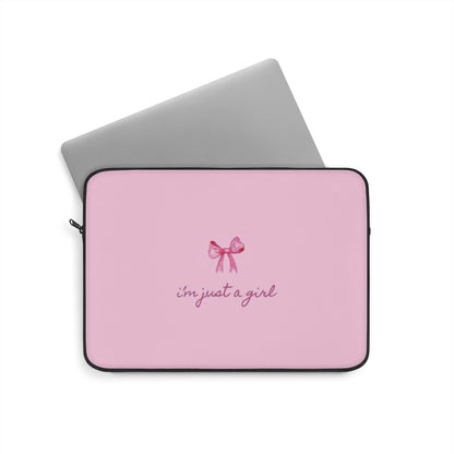 "I'm Just a Girl" Pink Bow Laptop Sleeve